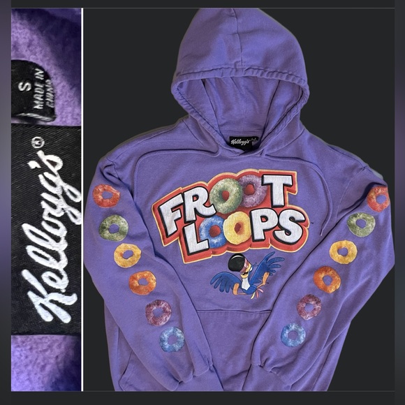 🍭Hoodie Kellogg’s Froot Loops Toucan | Purple | Unisex Small - Picture 4 of 10